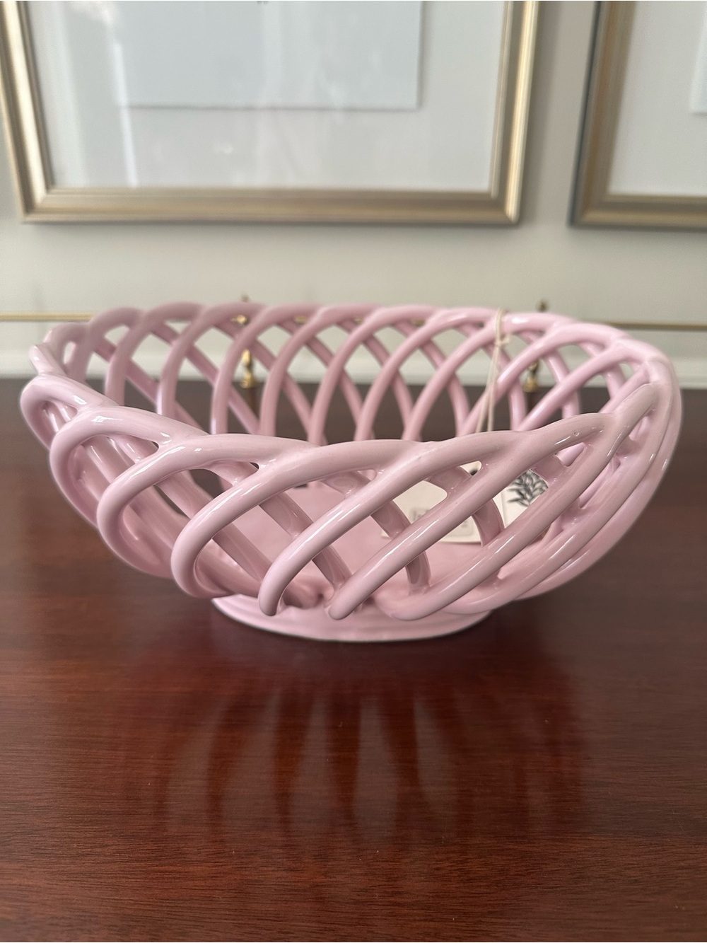 Pink Eucalyptus Stoneware Ceramic Lattice Bowl